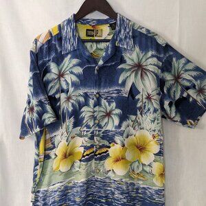 Thumbs Up Men or Women Tropical Print Button Down Shirt Size Medium